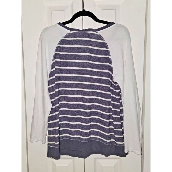 Torrid Lounge 0 Gray/White Striped Fleece Sweatshirt Soft Size 0 Stretchy - Picture 4 of 5